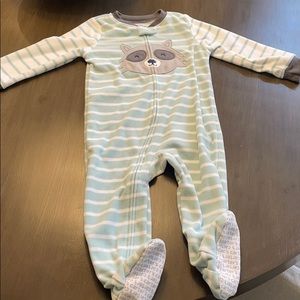 Carter’s fuzzy striped footie pajamas raccoon